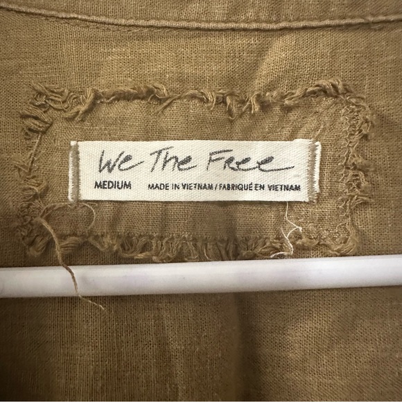 Free People We The Free brown‎ sleeveless linen Blend button-up top Vest Medium - Picture 3 of 6